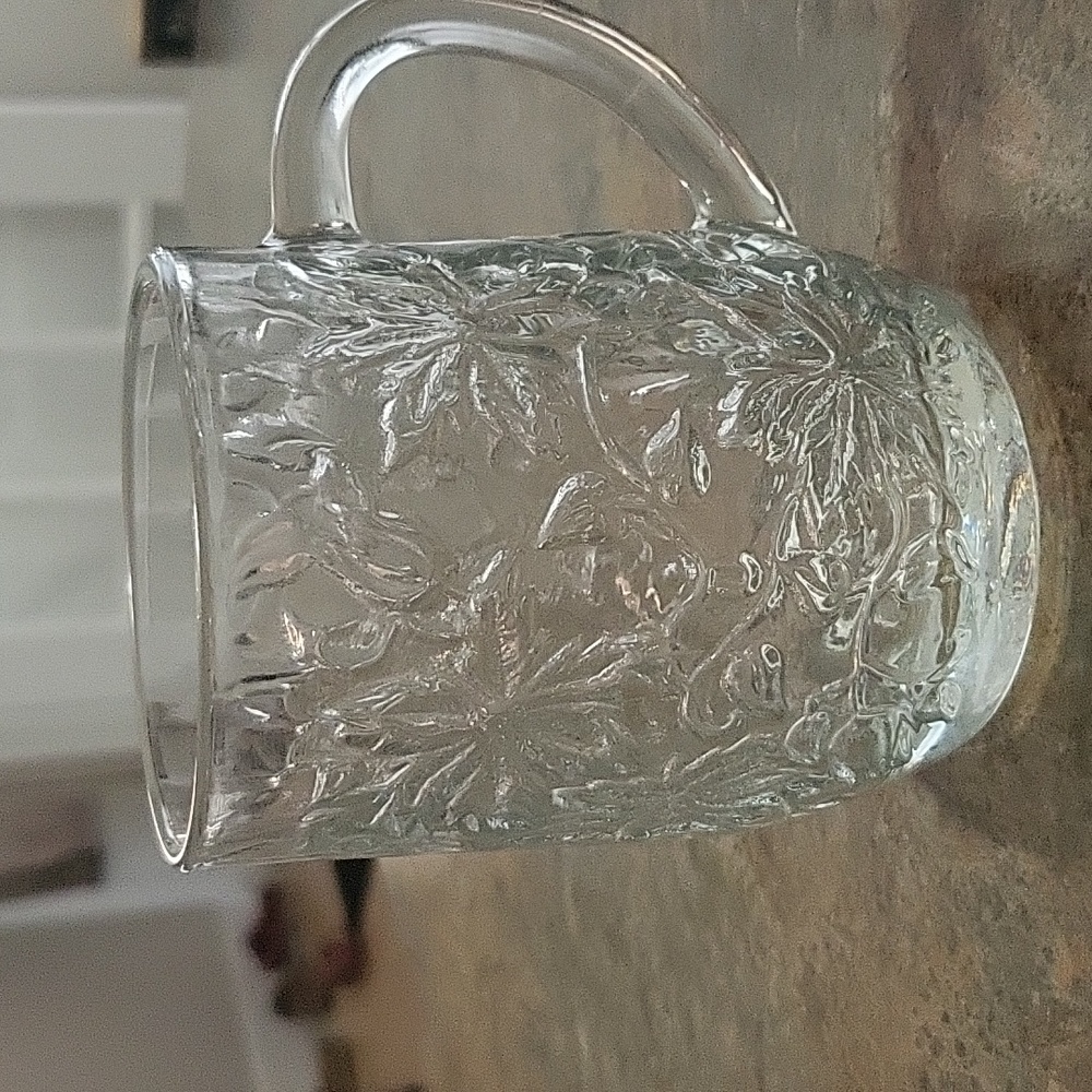 princess house fantasia crystal coffee mug with floral design
